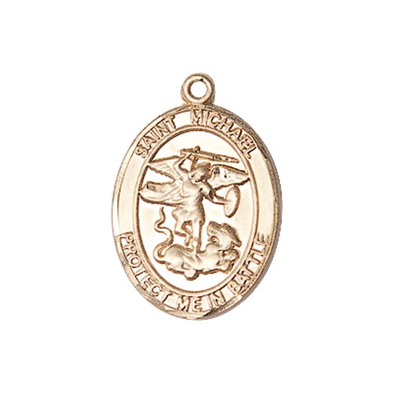 14KT GOLD ST MICHAEL MEDAL - 3/4" x 1/2"